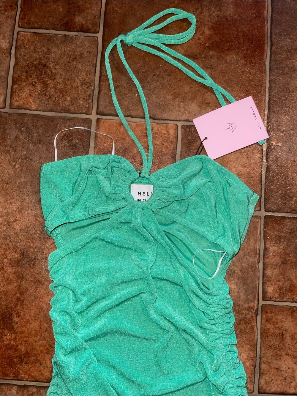 NWT HELLO MOLLY Green Dress with Cutout - Picture 3 of 4
